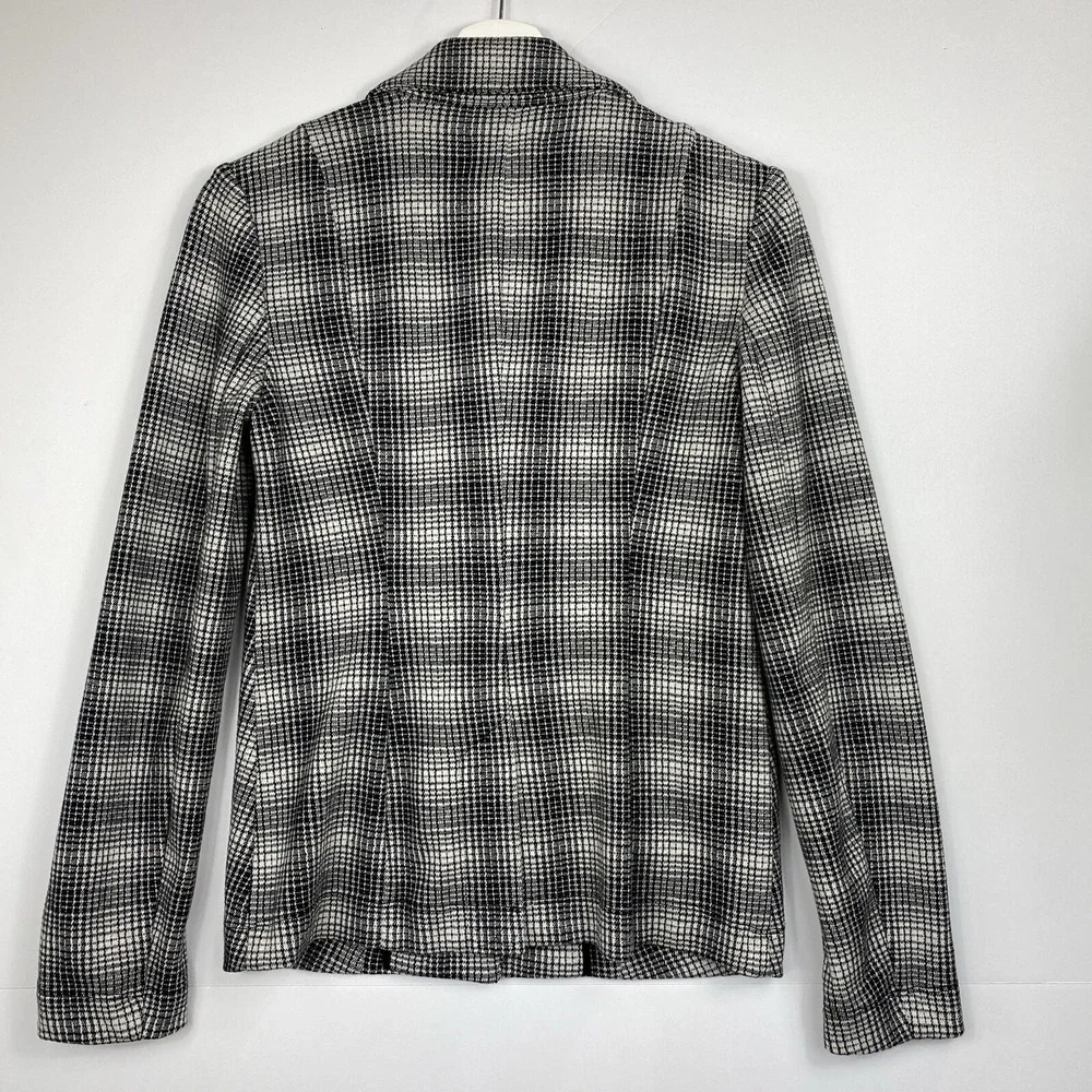 Maeve Anthropologie Womens Black Plaid Single Button Blazer Size XXS Preppy‎